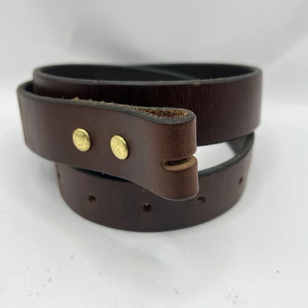 Leather Belt 33 Brown No Buckle No Keeper Loop Has Snap Fasteners Classic
